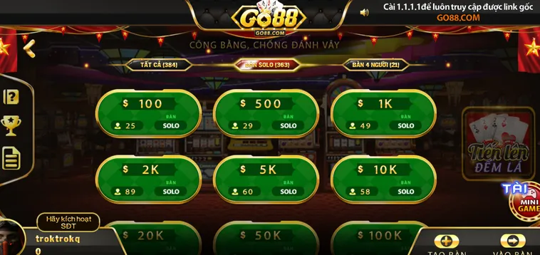 Tiến Lên Đếm Lá Tại Go88 Mang Đến Trải Nghiệm Giải Trí Đỉnh Cao Với Phần Thưởng Lớn